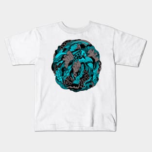 Blue Grey Abstract Wave of Thoughts No 1 Kids T-Shirt